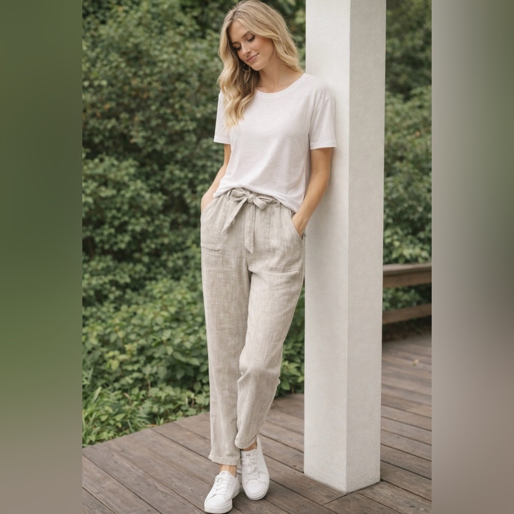 Nicole Miller casual Light Gray Linen Trousers for women’s size L